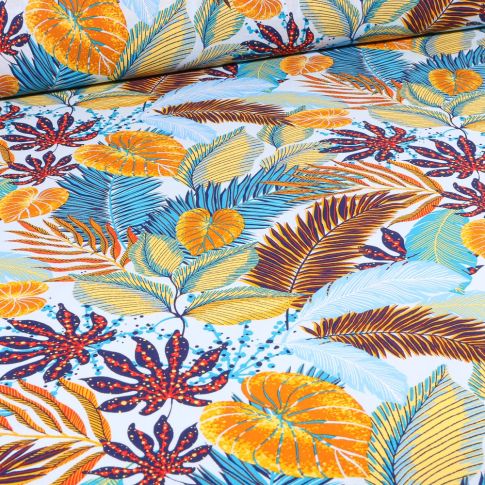 Tissu Viscose Arty Venezuela sur fond Bleu céladon