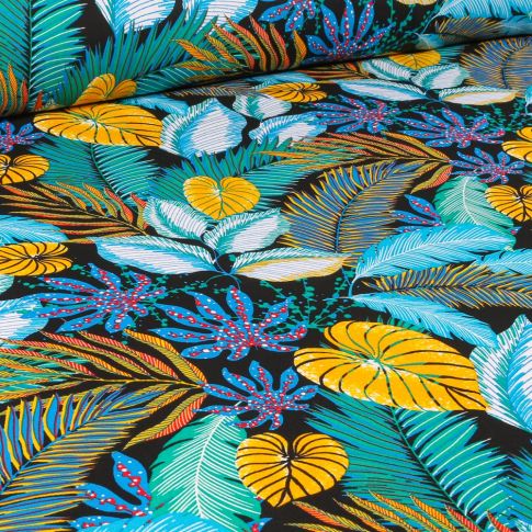 Tissu Viscose Arty Venezuela sur fond Noir