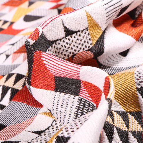 Tissu Jacquard Walter Motifs géométriques sur fond Rouille