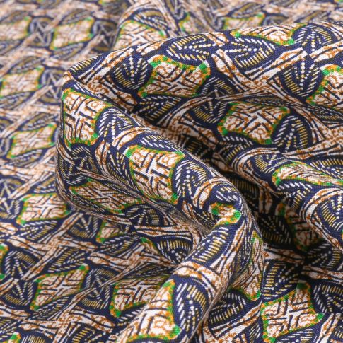 Tissu Viscose Arty Inspiration wax sur fond Beige
