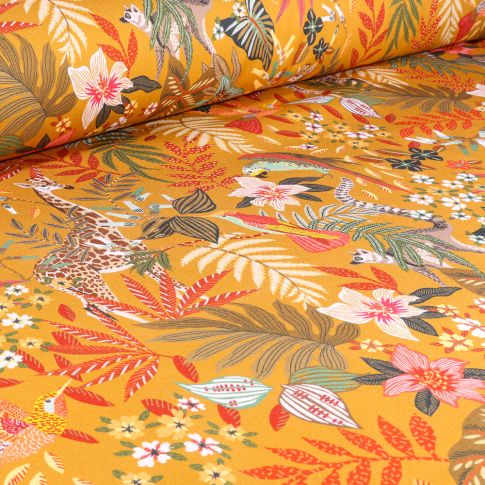 Tissu Coton imprimé Arty Zanzibar sur fond Jaune