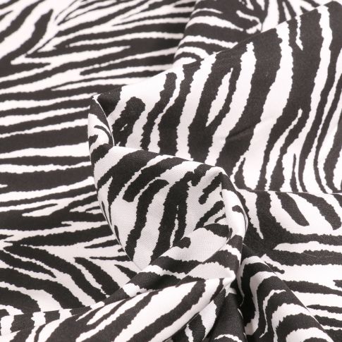 Tissu Viscose Arty Zebra sur fond Blanc