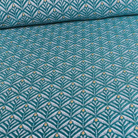 Tissu Jacquard Zéphyr sur fond Bleu canard