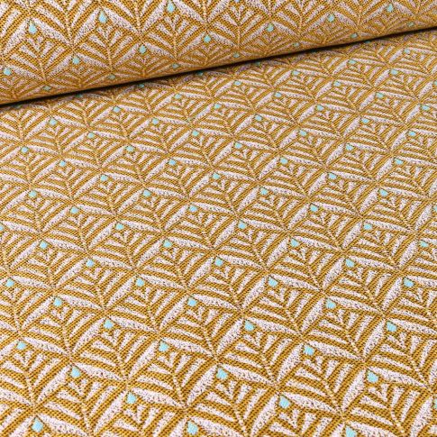Tissu Jacquard Zephyr sur fond Ocre