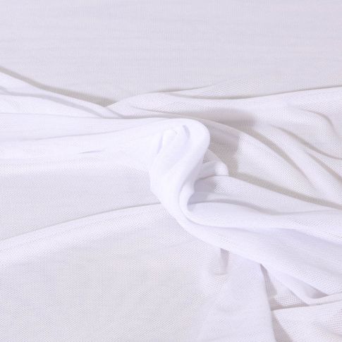 Tissu Tulle  extensible d'habillement Maëlyne uni Blanc
