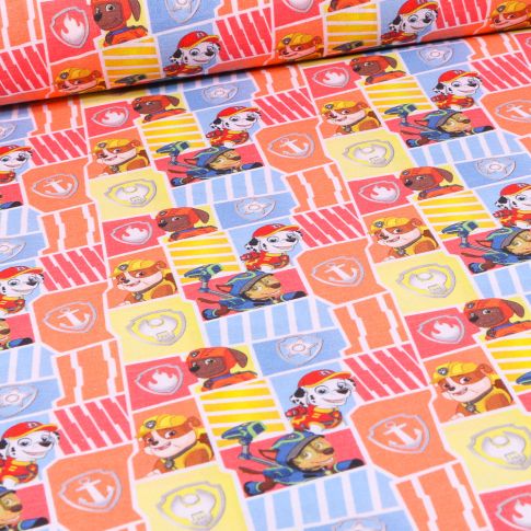 Tissu Pat'patrouille Comic sur fond Rouge