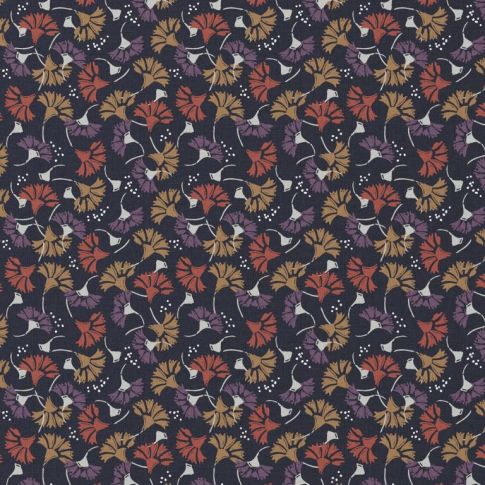 Tissu Coton imprimé Arty Tycia sur fond Noir