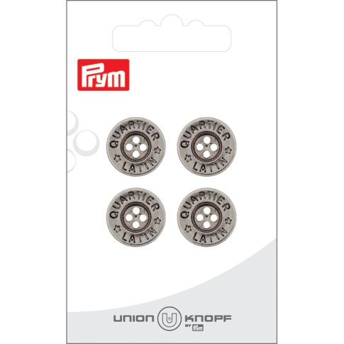 Bouton Prym Métal Jeans Quartier Latin 16 mm x4 - Argent vieilli