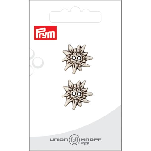 Bouton Prym Métal Soleil 20 mm x2 - Argent vieilli