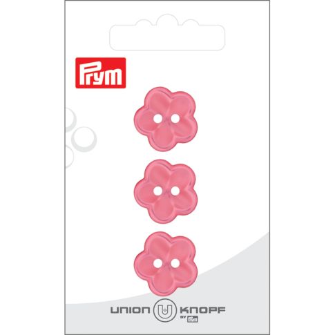 Bouton Prym Fleur effet nacré 18 mm x3 - Rose