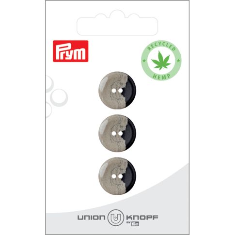Bouton Prym Chanvre/Polyester recyclé effet grès 15 mm x3 - Beige