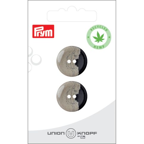 Bouton Prym Chanvre/Polyester recyclé effet grès 20 mm x2 - Beige