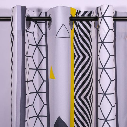 Rideau à oeillets Craftine 140 x 260 cm Polyester Imprimé Noirmoutier
