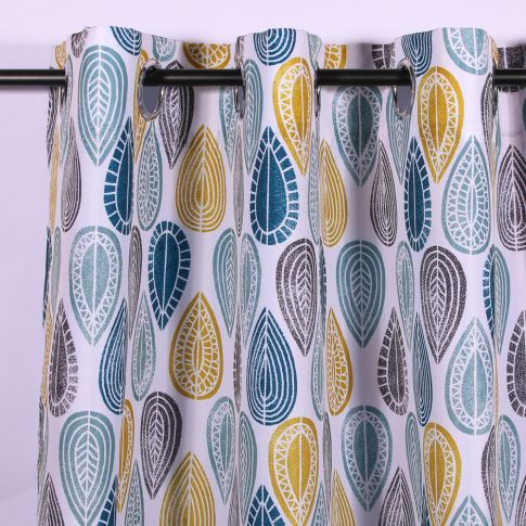 Rideau à oeillets Craftine 140 x 260 cm Polyester Imprimé Gassin Blanc