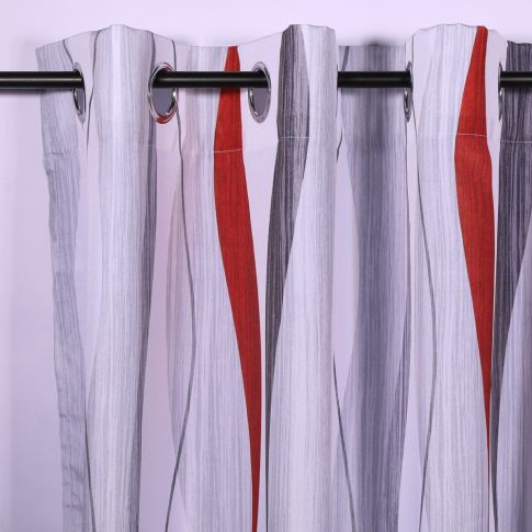 Rideau à oeillets Craftine 140 x 260 cm Polyester Imprimé Eguisheim Rouge