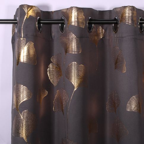 Rideau occultant Craftine 135X240 cm Imprimé Métallisé Carennac Anthracite/Or