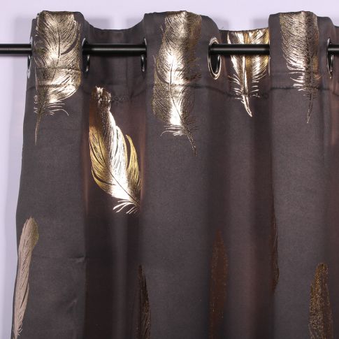 Rideau occultant Craftine 135 x 240 cm Imprimé Métallisé Rhodes Anthracite/Or