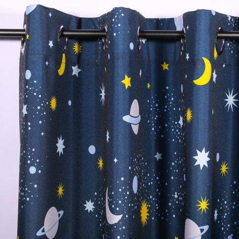Rideau à oeillets Craftine 140 x 260 cm Polyester Imprimé Astro Bleu