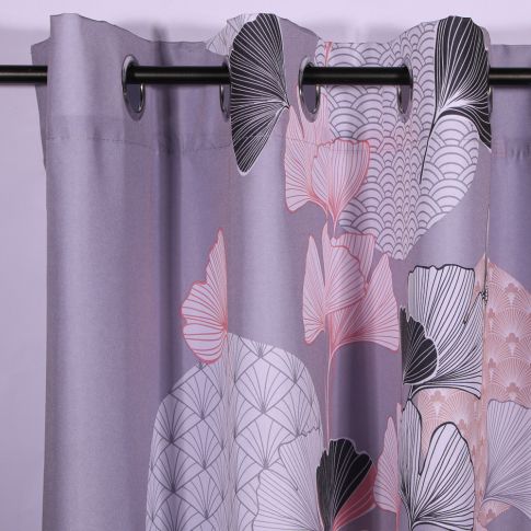 Rideau à oeillets Craftine 140 x 260 cm Polyester Imprimé Locronan Gris