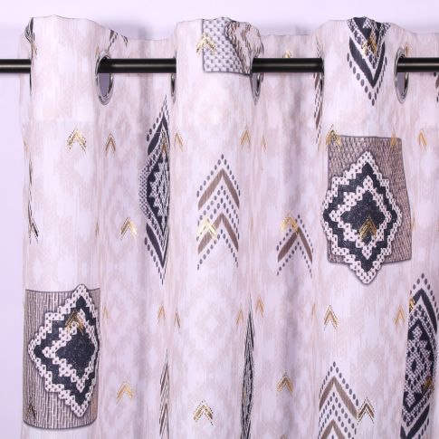 Rideau à oeillets Craftine 140 x 260 cm Polyester Imprimé Métallisé Sare
