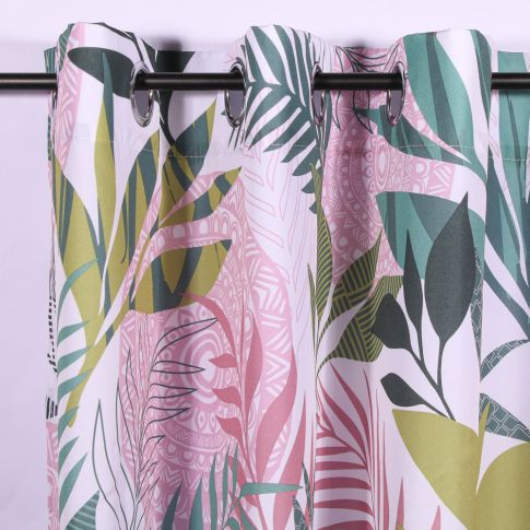 Rideau à oeillets Craftine 140 x 260 cm Polyester Imprimé Lauzerte Rose