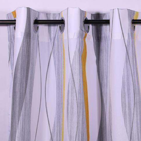 Rideau à oeillets Craftine 140 x 260 cm Polyester Imprimé Eguisheim Jaune/Blanc