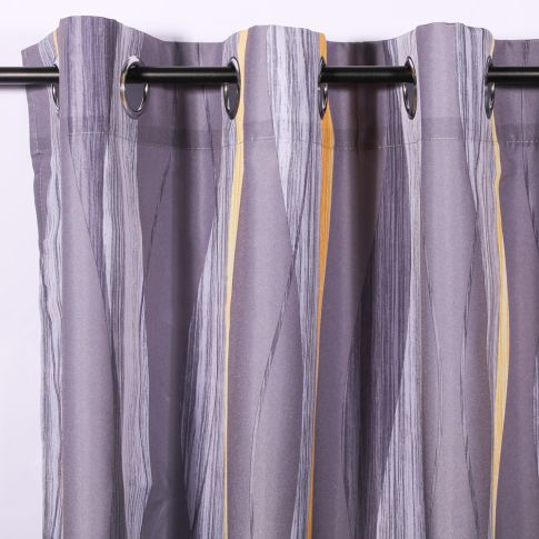 Rideau à oeillets Craftine 140 x 260 cm Polyester Imprimé Eguisheim Jaune/Anthracite