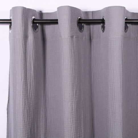 Rideau à oeillets Craftine 135 x 240 cm Gaze de coton Uni Larressingle Gris