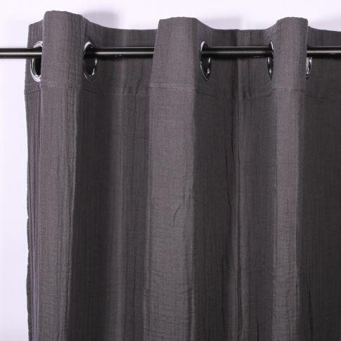 Rideau à oeillets Craftine 135 x 240 cm Gaze de coton Uni Larressingle Anthracite