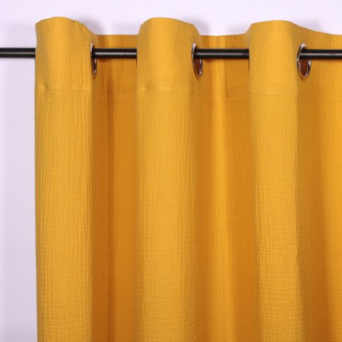 Rideau à oeillets Craftine 135 x 240 cm Gaze de coton Uni Larressingle Jaune