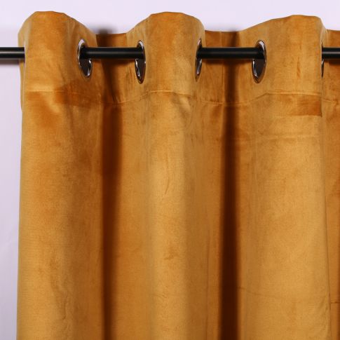 Rideau occultant Craftine 135 x 260 cm Velours Uni Najac Jaune