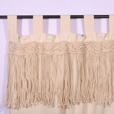 Rideau à passants Craftine 140 x 240 cm Polycoton Uni+Top Macramé Saint-Leu
