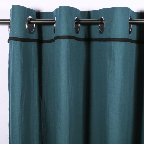 Rideau à oeillets Craftine 135 x 240 cm Coton lavé Piana Pétrole