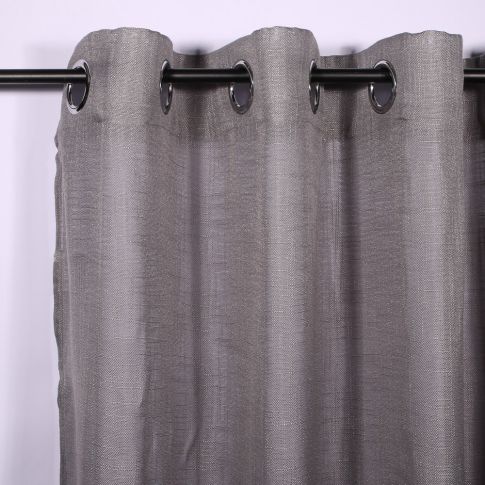 Rideau Voilage à oeillets Craftine 140 x 240 cm Effet Lin Tissé Ars-en-Ré Gris