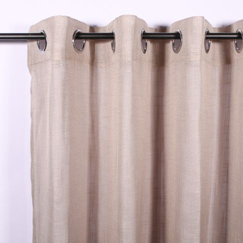 Rideau Voilage à oeillets Craftine 140 x 280 cm Effet Lin Tissé Ars-en-Ré Noisette