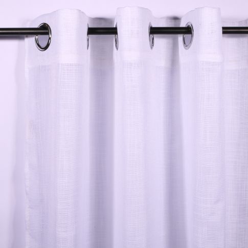 Rideau Voilage vendu par paire toto Passants Craftine 2 x 45 x 120 cm Sable Applique Hendaye Blanc