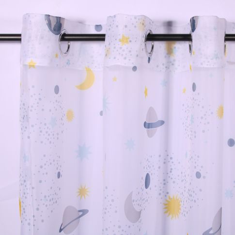 Rideau Voilage à oeillets Craftine 140 x 240 cm Imprimé Transfert Astro Blanc