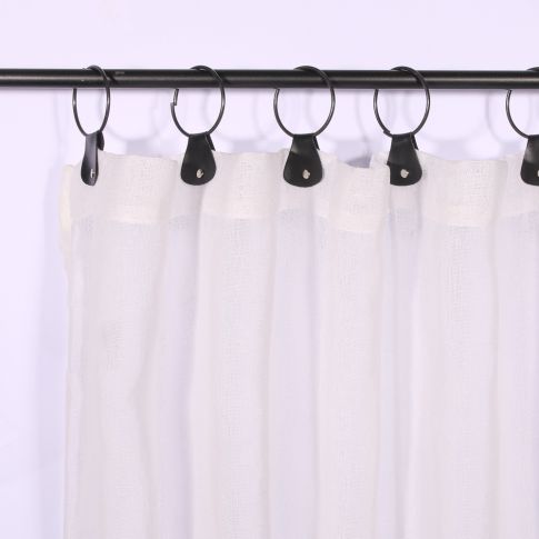 Rideau Voilage à anneaux Craftine 140 x 240 cm Tissé Conques Blanc