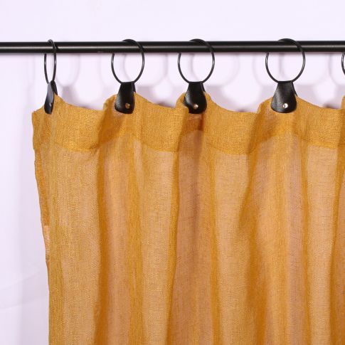 Rideau Voilage à anneaux Craftine 140 x 240 cm Tissé Conques Jaune