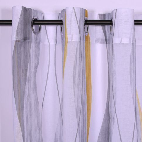 Rideau Voilage à oeillets Craftine 140 x 240 cm Sable Imprimé Eguisheim Jaune/Blanc