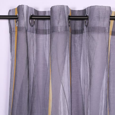Rideau Voilage à oeillets Craftine 140 x 240 cm Sable Imprimé Eguisheim Jaune/Anthracite
