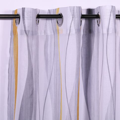 Rideau Voilage à oeillets Craftine 140 x 280 cm Sable Imprimé Eguisheim Jaune/Blanc