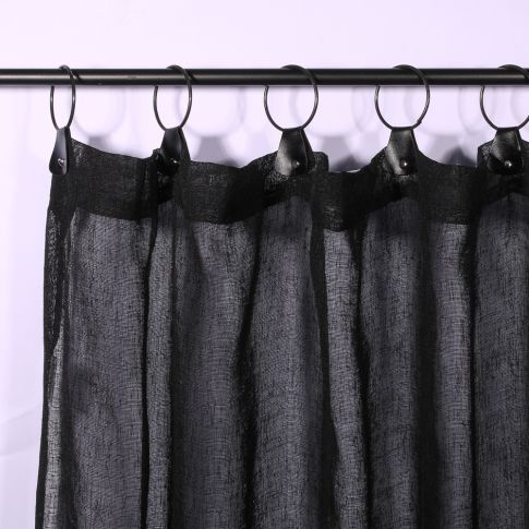 Rideau Voilage à anneaux Craftine 140 x 240 cm Tissé Conques Noir