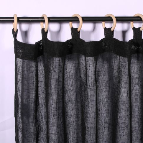 Rideau Voilage à oeillets Craftine Bois 140 x 240 cm Tissé Domme Noir