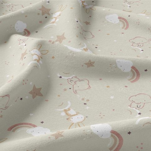 Tissu Coton imprimé Arty Umiko sur fond Beige clair