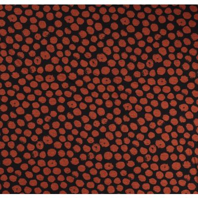 Tissu Maille Jersey Pois  brique sur fond Noir - Par 10 cm