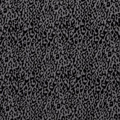 Tissu Jersey  Milano Tâches léopards noir  en relief velours sur fond Gris clair - Par 10 cm