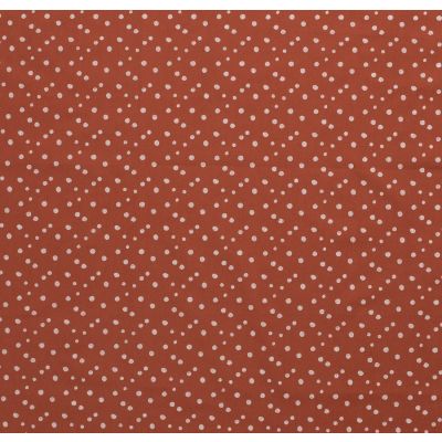 Tissu Popeline de coton Pois déstructurés blancs sur fond Brique - Par 10 cm