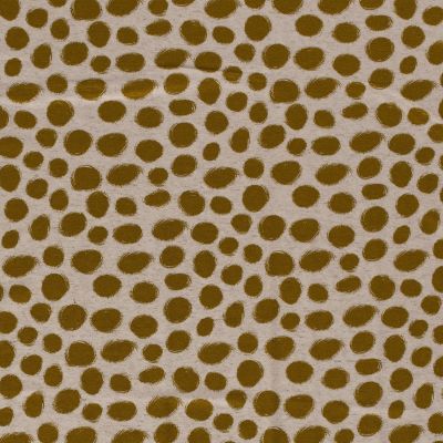 Tissu Viscose Lin extensible Galets moutarde sur fond Naturel - Par 10 cm