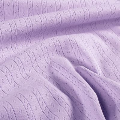 Tissu Jersey Coton ajouré Camille uni Lilas - Par 10 cm